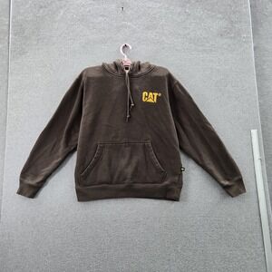 CAT Men Hoodie M Brown Fleece Activewear Long Sleeve